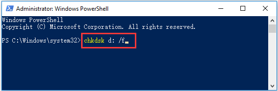 chkdsk d: /f 命令