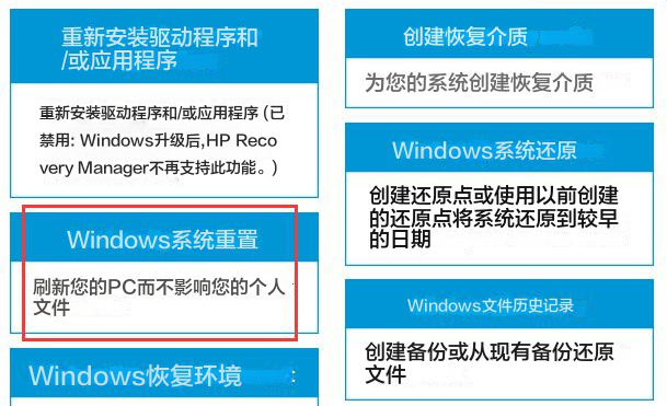 HP Recovery Manager 系统重置