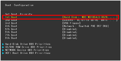 NO_TRANS：在 BIOS 启动配置中更改硬盘启动顺序