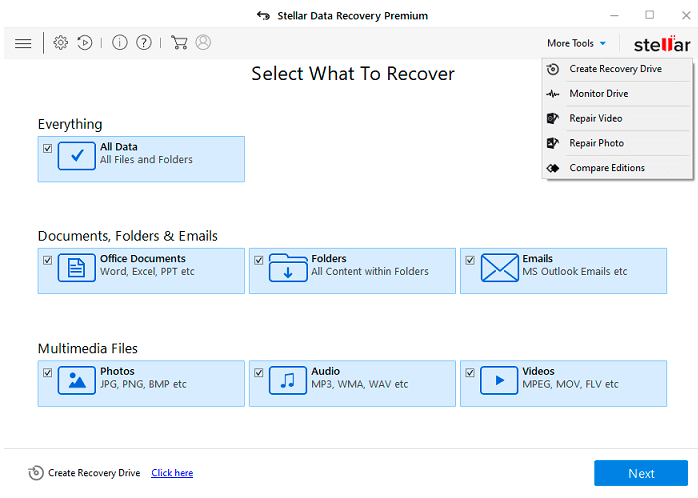 Stellar Data Recovery Premium软件操作界面