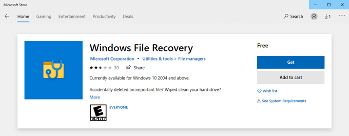 微软的 Windows 文件恢复工作