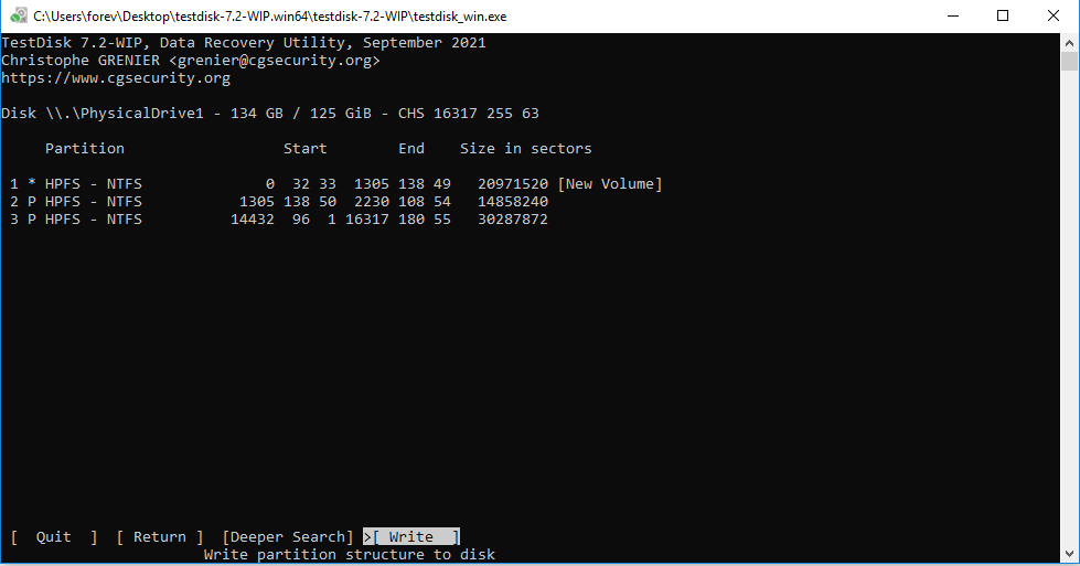 TestDisk 恢复分区