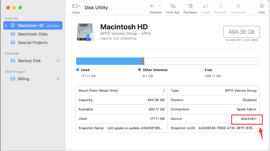 MacOS 磁盘实用程序、设备路径