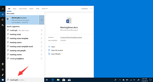 在 Windows 10 中查找 Word 文件