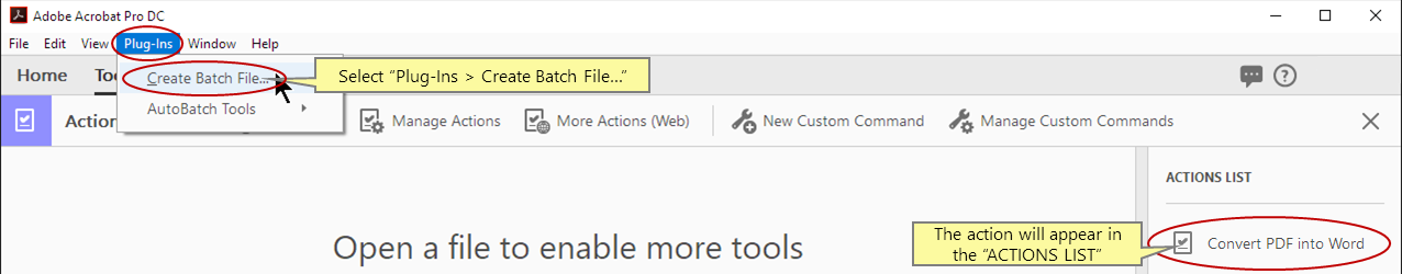 打开“创建命令行批处理文件”对话框