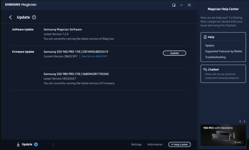 三星Magician固件更新