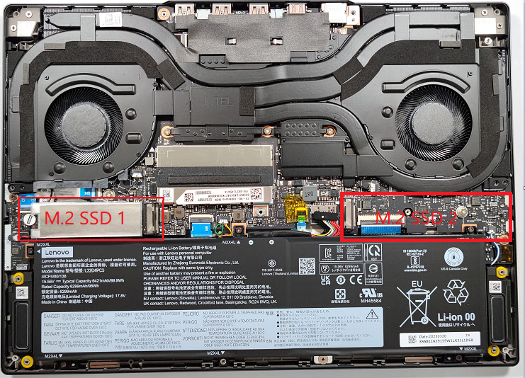 拯救者Slim 7i内部M.2插槽实拍图