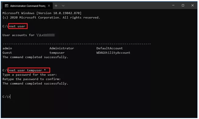 net user命令操作界面