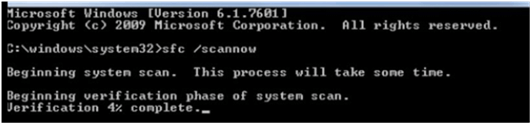 输入sfc /scannow命令界面