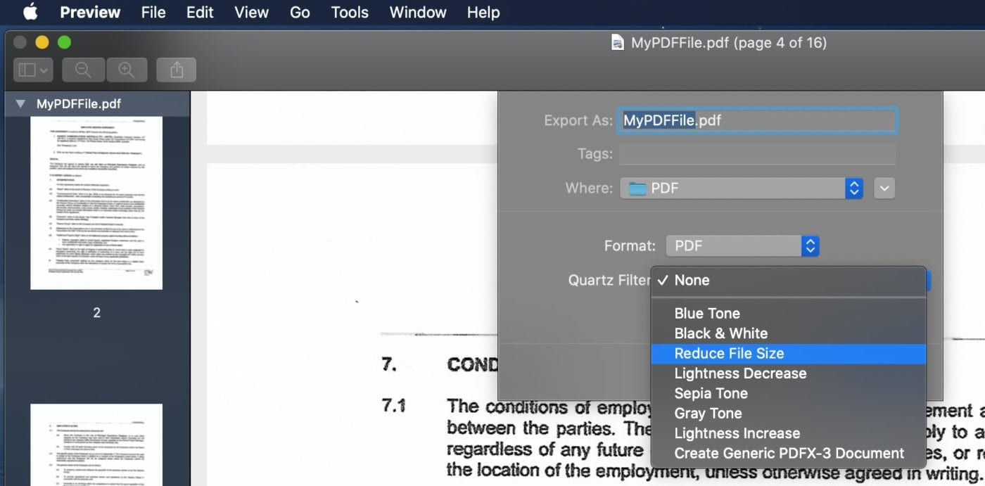 在macOS中免费减小PDF文件大小并控制画质
