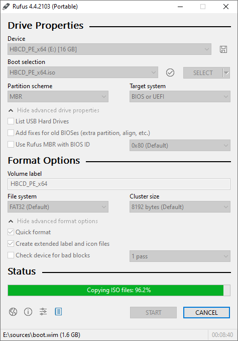 使用 Rufus 为 Hiren’s BootCD PE 创建可启动 U 盘