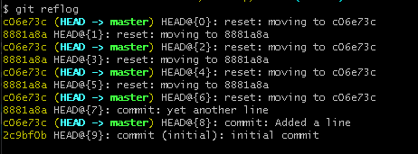 使用git reflog查找提交