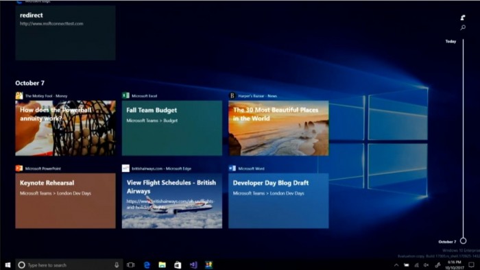 Windows 10 Timeline（时间轴）