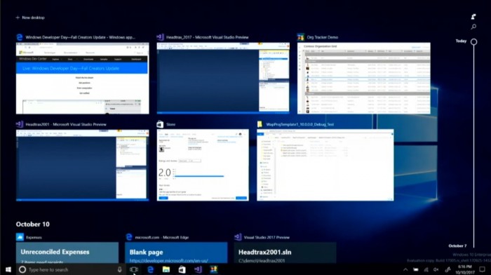 Windows 10 Timeline（时间轴）