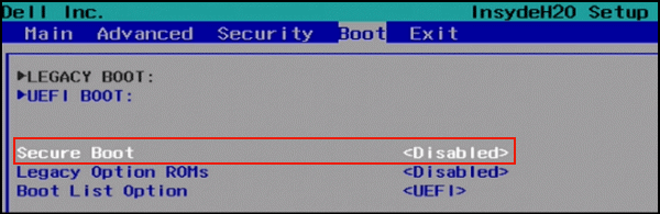 关闭secure boot