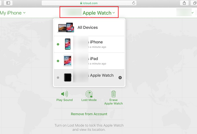 在iCloud官网选择iPod Touch设备