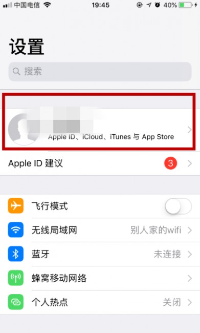 在iPhone上打开Apple ID