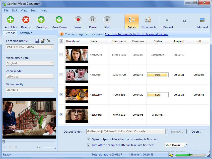 Sothink Video Converter软件操作界面