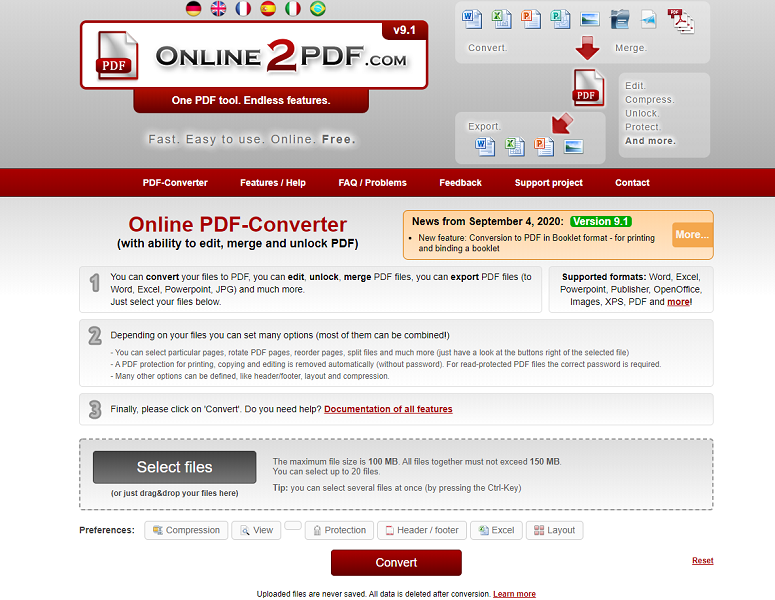 Online2PDF在线转换