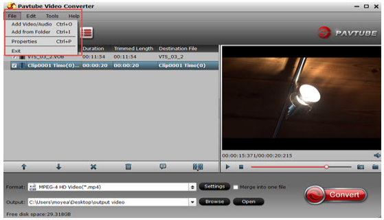 Pavtube Video Converter软件操作界面