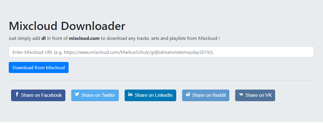 Mixcloud Downloader在线下载器界面