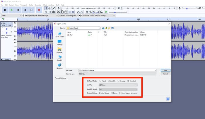 MP3文件设置,保存文件