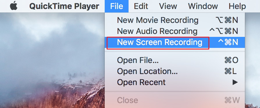 打开QuickTime Player软件新建屏幕录制