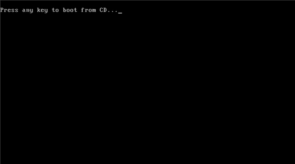 按下任意键从安装CD中启动