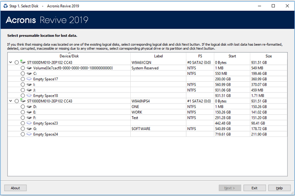 Acronis Revive软件界面