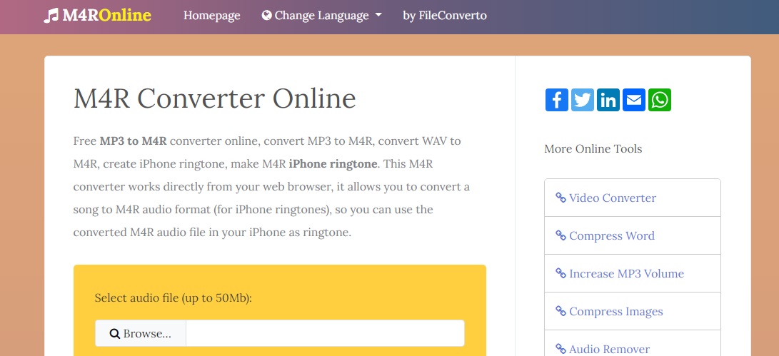 M4R Online在线格式转换工具
