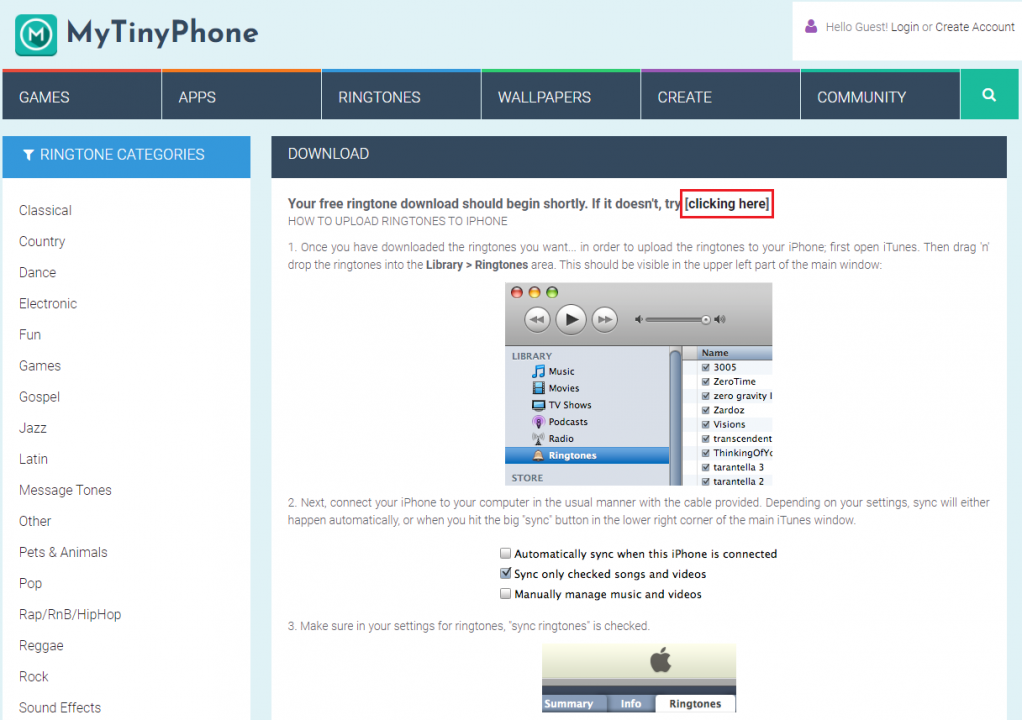 在mytinyphone.com下载铃声