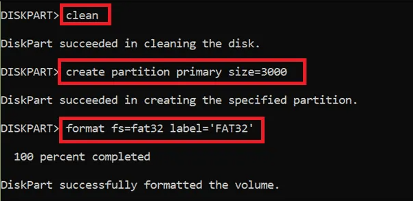 输入create partition primary命令