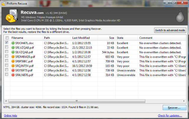 Piriform Recuva软件