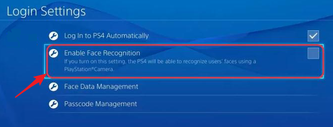 PS4取消人脸识别