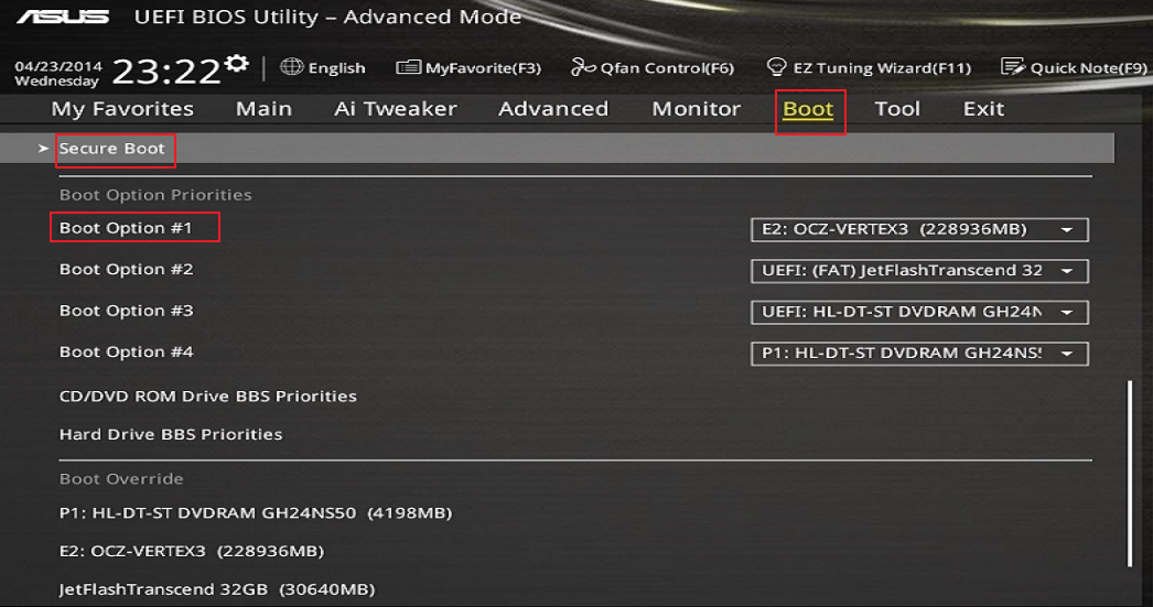 ASUS UEFI BIOS Utility启动顺序