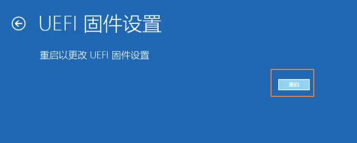 UEFI固体设置选项重启