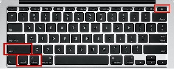 mac Shift + Control + Option +电源按钮