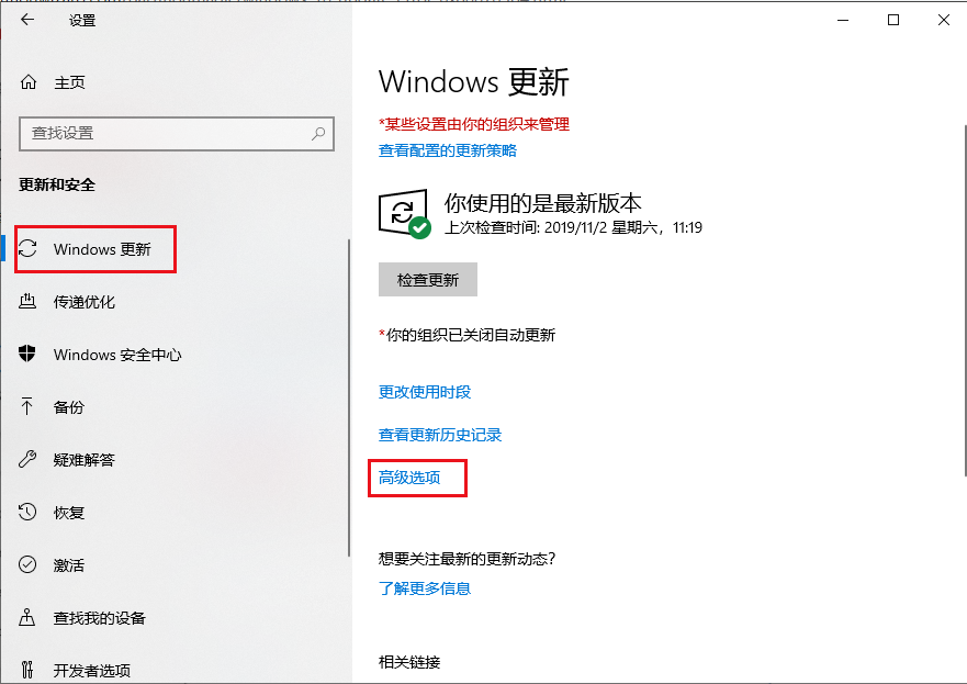 Windows更新高级选项