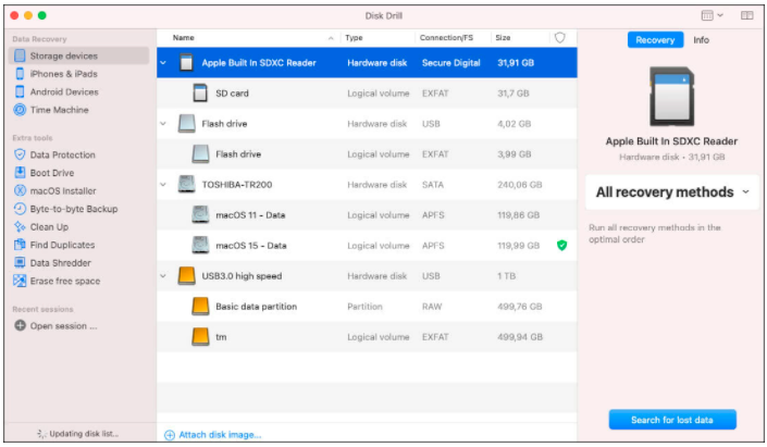 Disk Drill软件操作界面