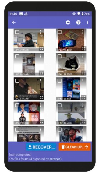 DiskDigger Photo Recovery软件操作界面