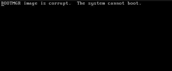 错误提示BOOTMGR image is corrupt. The system cannot boot