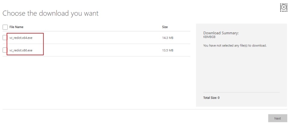 选择vc_redist.x64.exe或vc_redist.x86.exe