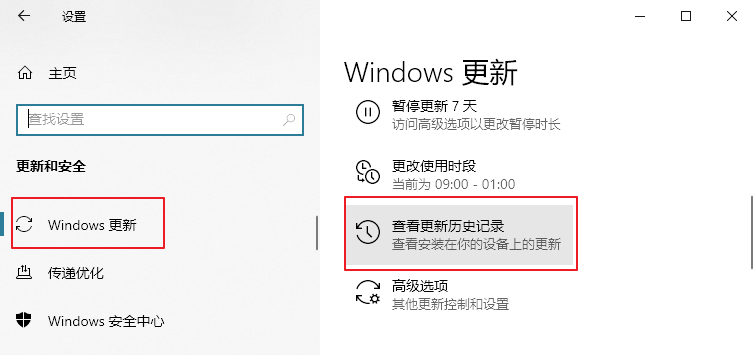 查看更新历史记录
