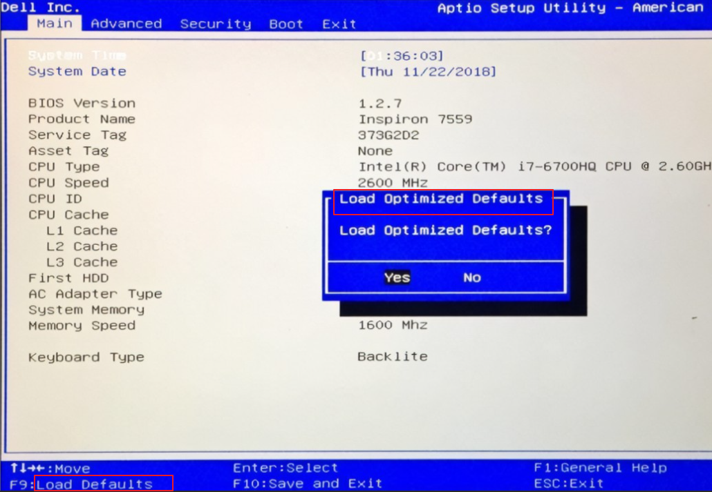 dell电脑BIOS选项load defaults