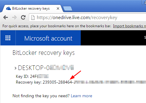 BitLocker 恢复密钥