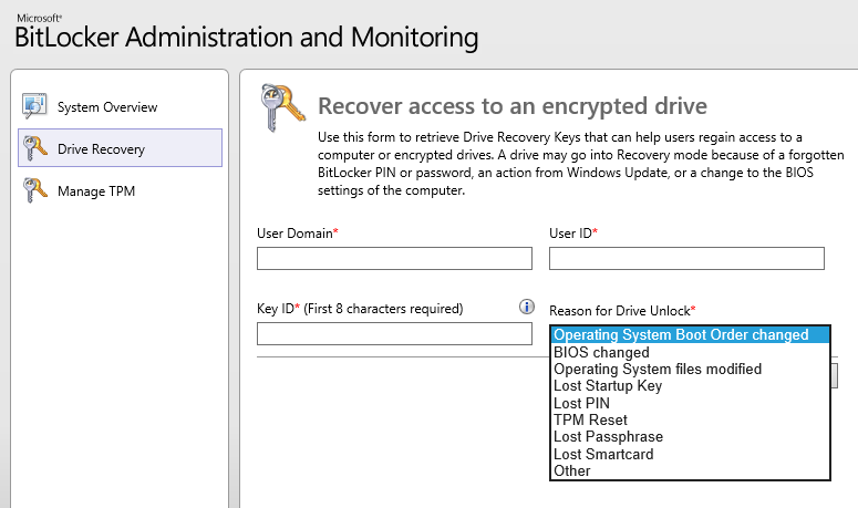 企业 BitLocker 管理员和监控