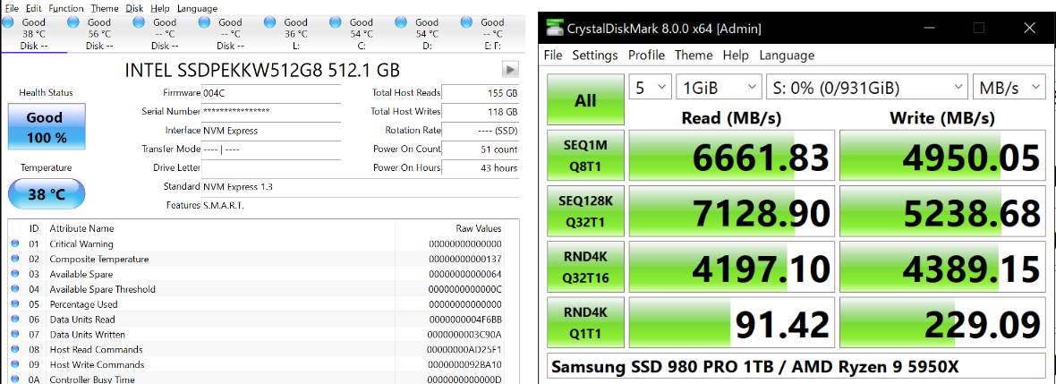 首先使用 CrystalDiskInfo 评估 固态硬盘 (SSD) 的状况,再 使用 CrystalDiskMark 或 AS SSD 等基准测试工具验证SSD的性能