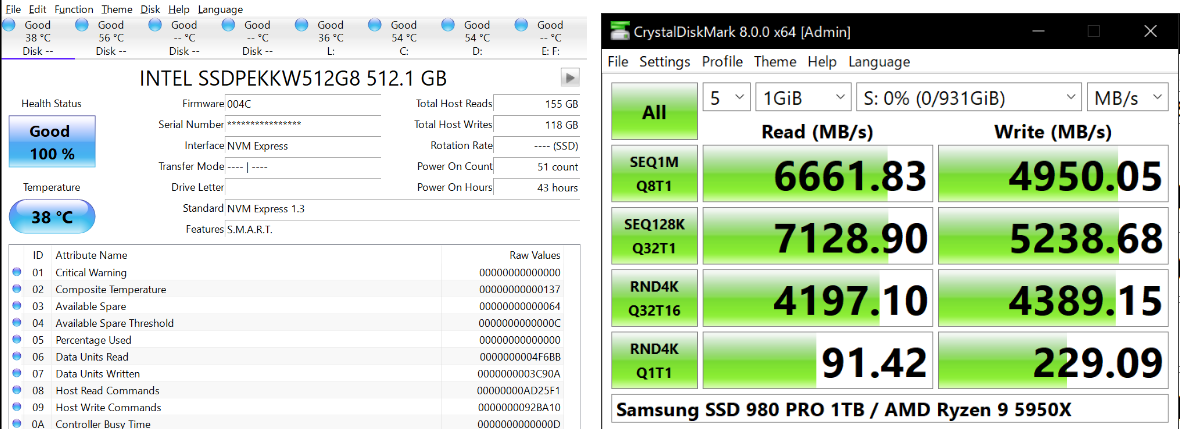 首先使用 CrystalDiskInfo 评估 固态硬盘 (SSD) 的状况，再 使用 CrystalDiskMark 或 AS SSD 等基准测试工具验证SSD的性能