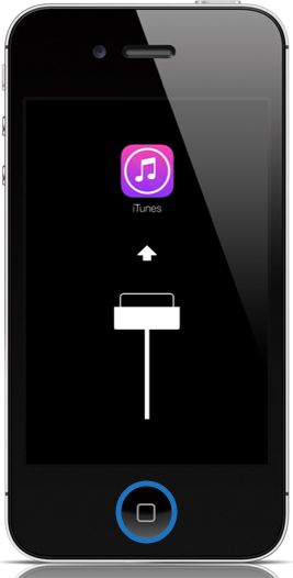 按住 iPhone 上的主页按钮进入恢复模式。继续按住“主键”按钮,直到看到恢复模式屏幕