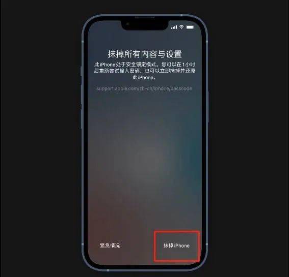 点击 抹掉 iPhone 链接。然后，系统将提示您确认是否打算从设备中删除所有内容和设置